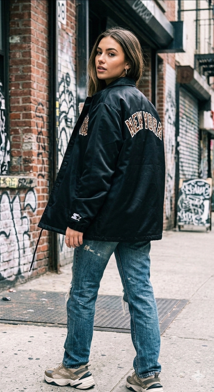 Starter Black Label NY Yankees Leopard Print Satin Jacket M